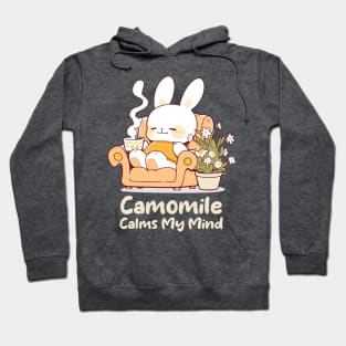 Cute Bunny Enjoying Chamomile Tea Cup. Camomile Tea Lover. UK Spelling. Hoodie